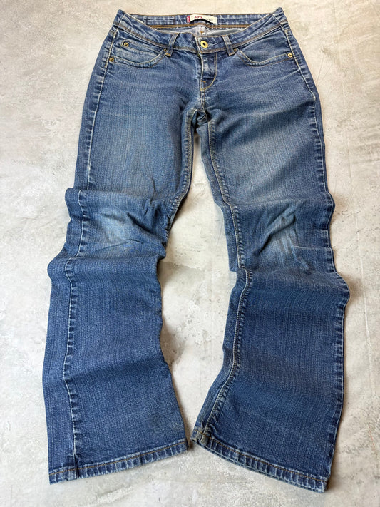 Levi's 572 Bootcut Jeans S 28/32 dunkelblau hellblau Washed Herren Jeans (S)
