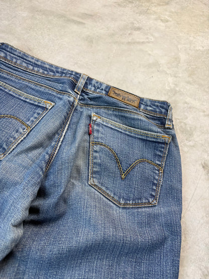 Levi's 572 Bootcut Jeans S 28/32 dunkelblau hellblau Washed Herren Jeans (S)
