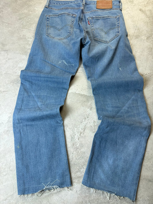 Levi's 501 Straight Fit Jeans M 29/32 hellblau Washed Flecken Herren Jeans (M)