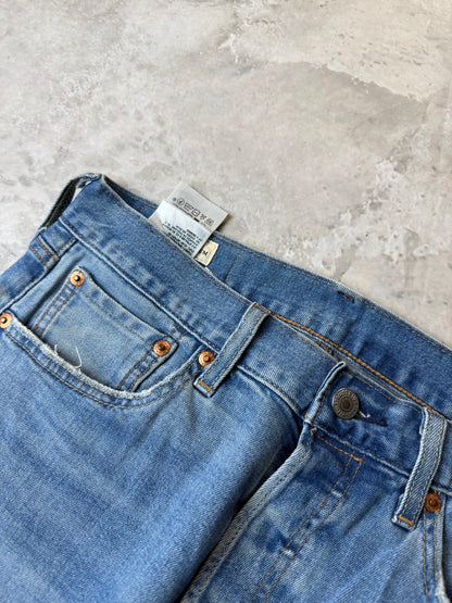Levi's 501 Straight Fit Jeans M 29/32 hellblau Washed Flecken Herren Jeans (M)