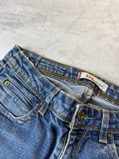 Levi's 572 Bootcut Jeans S 28/32 dunkelblau hellblau Washed Herren Jeans (S)