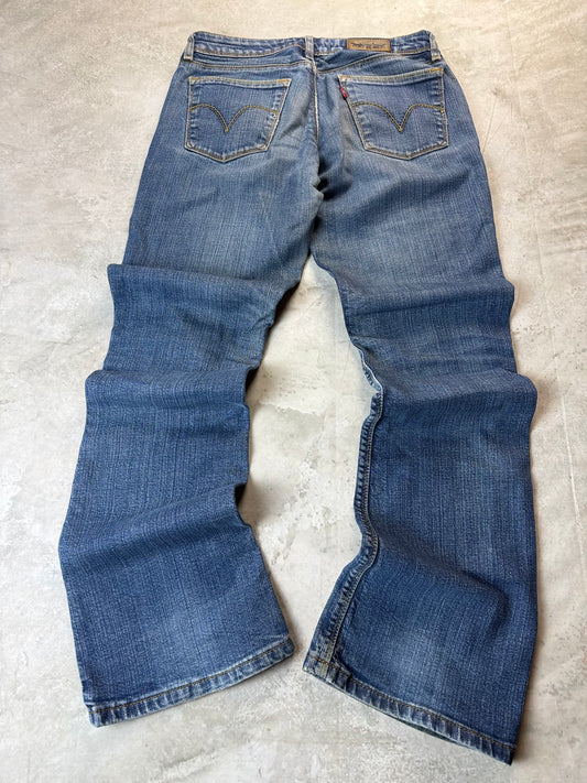 Levi's 572 Bootcut Jeans S 28/32 dunkelblau hellblau Washed Herren Jeans (S)